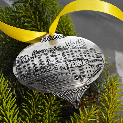 Pittsburgh Christmas Ornament – Handcrafted Steel City Skyline Holiday Decor Gift