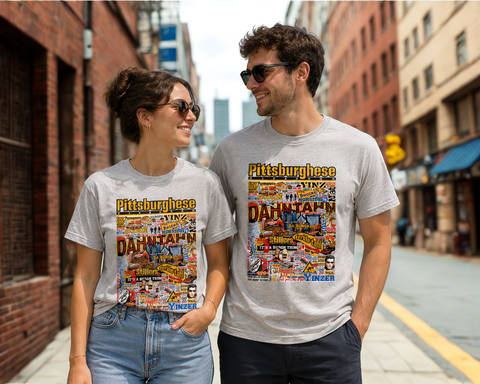 Pixburgh Pittsburghese Tee – Yinzer Slang Collage
