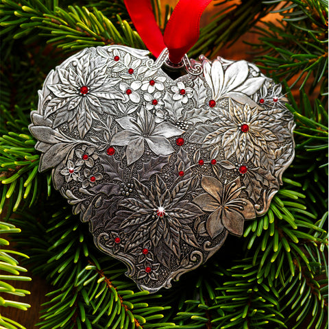 Seasons of Love- Winter Floral Heart Ornament (Aluminum)