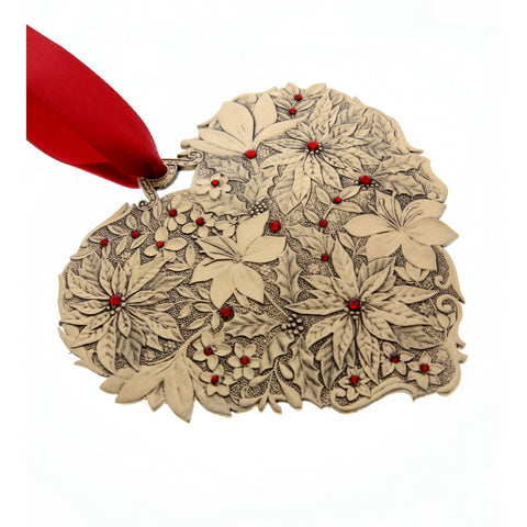 Winter Floral Ornament | Seasons of Love Bronze Heart | Festive Holiday Decor