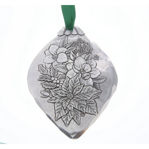 Poinsettia Bulb Ornament – Rustic Holiday Decor | Hand Hammered Metal Bulb