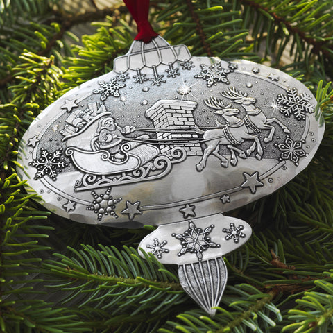 Christmas Santa Ornament | Wendell August Forge Classic Holiday Keepsake with Crystal Detail