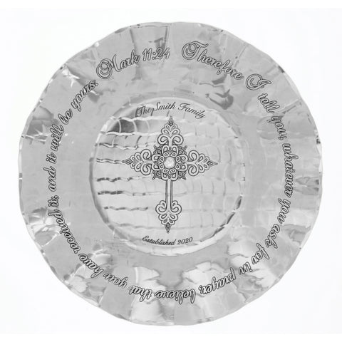 Prayer Bowl Aluminum – Artisan Crafted Faith Gift Bowl with Engraved Cross & Scripture