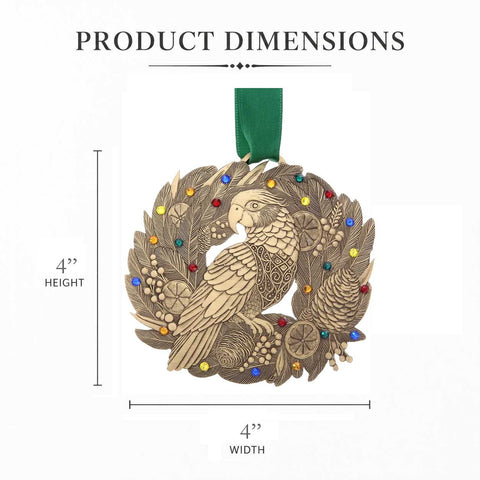 Merry Parrot Ornament – Handcrafted Bronze Holiday Ornament with Crystals