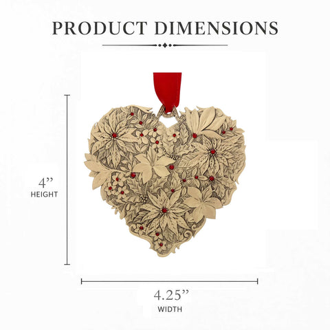 Winter Floral Ornament | Seasons of Love Bronze Heart | Festive Holiday Decor