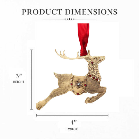 Merry Reindeer Ornament - Bronze European Crystal Holiday Decor by Wendell August Forge