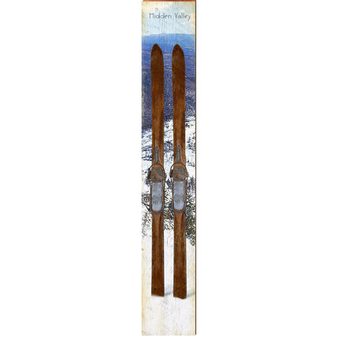 Hidden Valley Resort, Pennsylvania Vintage Skis Wooden Sign | Wall Art Print on Real Wood Wood Sign Mill Wood Art 9.5" x 59"  