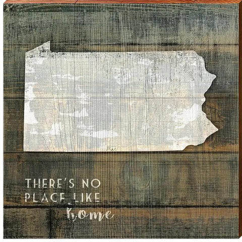 Pennsylvania State "There's No Place Like Home" Phrase Wooden Sign | Wall Art Print on Real Wood  Mill Wood Art 10.5" x 10.5"  