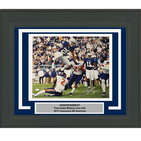 Framed Autographed/Signed Saquon Barkley Penn State Nittany Lions 16x20 Football Photo JSA COA #5