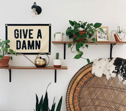 Camp Flag - Give A Damn Cream Black Flag | Oxford Pennant Motivational Decor