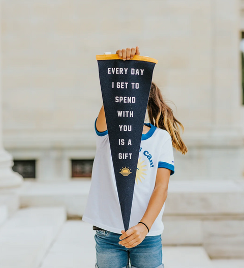 Every Day is a Gift Pennant – Kelle Hampton x Oxford Pennant Navy Cotton Flag