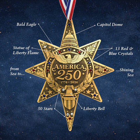 America250 Sea to Shining Sea Commemorative Ornament (Bronze and Crystals)