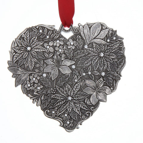 Seasons of Love- Winter Floral Heart Ornament (Aluminum)