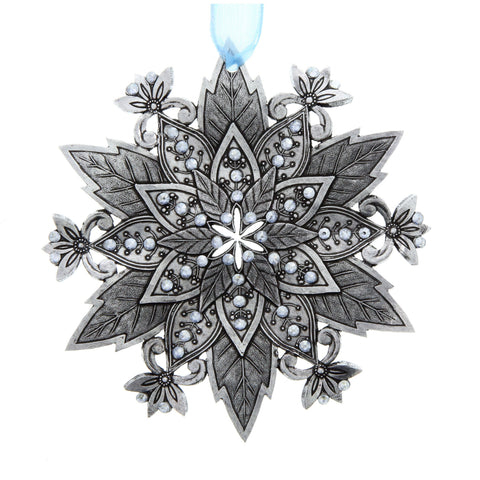 Wendell August Forge Poinsettia Christmas Ornament – Artisan Crafted Austrian Crystal Holiday Decor