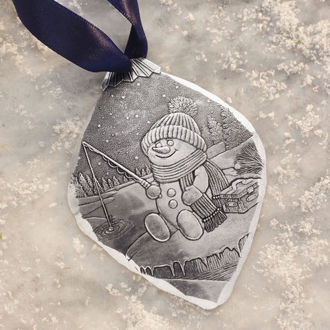 Frosty Fisherman Ornament - Handcrafted Holiday Ornament by Wendell August Forge