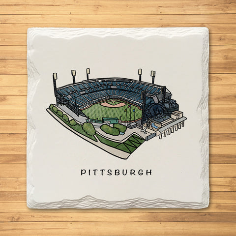 Pittsburgh Iconic Stadium Variety Pack - Ceramic Drink Coasters - 4 Coasters Coasters The Doodle Line