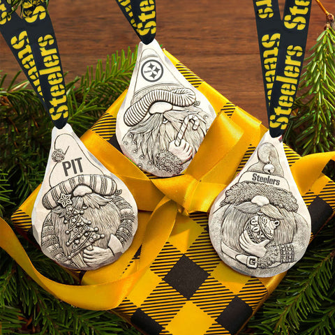 Pittsburgh Steelers 3-Piece Gridiron Gnomes Ornament Set Ornament Wendell August Forge Default Title  