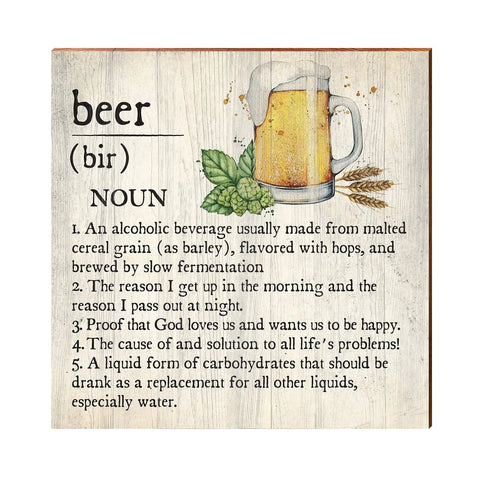 Beer Definition | Wall Art Print on Real Wood  Mill Wood Art 10.5" x 10.5"  