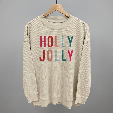 Holly Jolly Apparel Ivy + Cloth Tapioca S Relaxed Waffle Long Sleeve