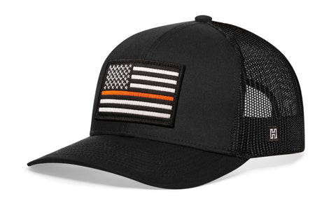 Thin Orange Line Trucker Hat  |  Black Flag Snapback