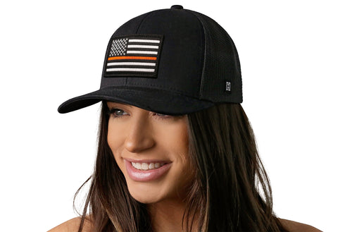 Thin Orange Line Trucker Hat  |  Black Flag Snapback