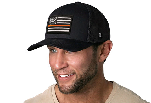 Thin Orange Line Trucker Hat  |  Black Flag Snapback