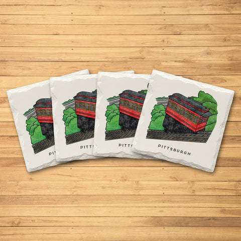 The Duquesne Incline - Ceramic Drink Coasters - 4 Pack Coasters The Doodle Line   