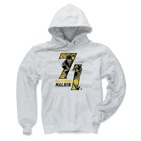 Pittsburgh Penguins Evgeni Malkin Men's Hoodie Men's Hoodie 500 LEVEL Ash S Men's Hoodie