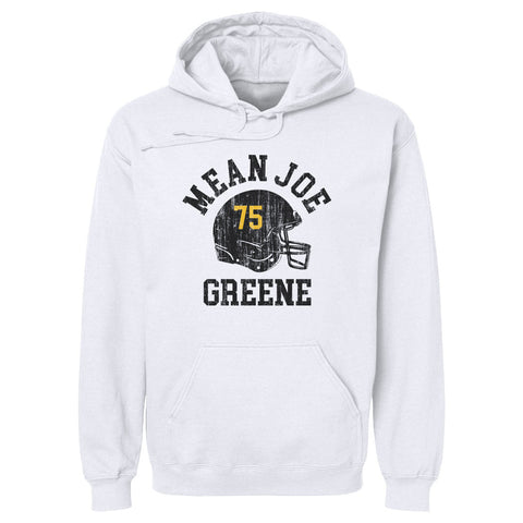 Joe Greene Pittsburgh Helmet Font Men's Hoodie Men's Hoodie 500 LEVEL White S Men's Hoodie