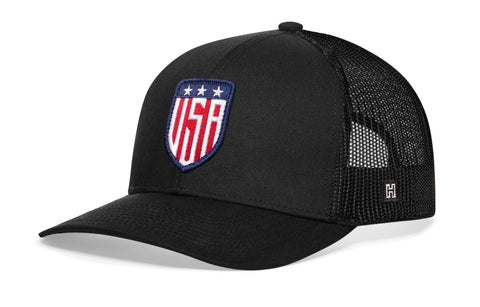 USA Shield Trucker Hat  |  Black America Snapback