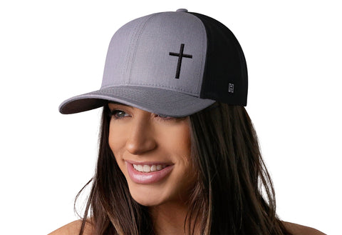 Cross Trucker Hat  |  Gray-Black cross Snapback