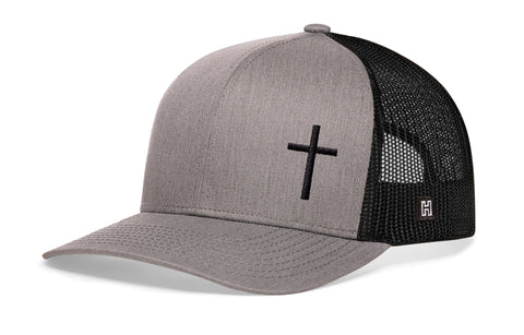 Cross Trucker Hat  |  Gray-Black cross Snapback