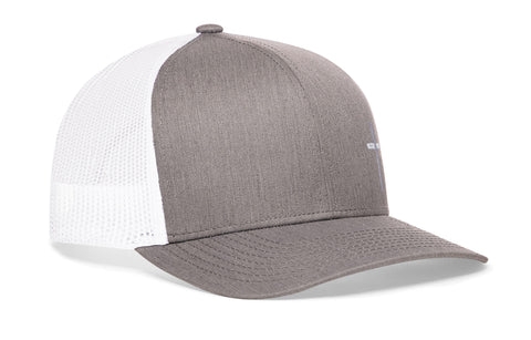 Cross Trucker Hat  |  Gray-White Cross Snapback