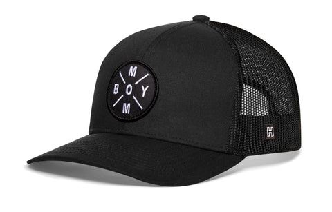 Boy Mom Trucker Hat - Black Snapback Adjustable Cap with Embroidered Patch | Haka Hat