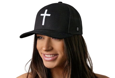 Cross Trucker Hat  |  Black bold cross Snapback