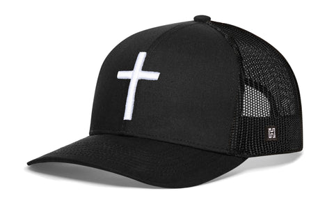 Cross Trucker Hat  |  Black bold cross Snapback