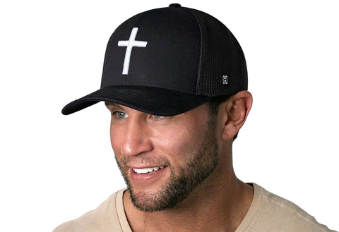 Cross Trucker Hat  |  Black bold cross Snapback