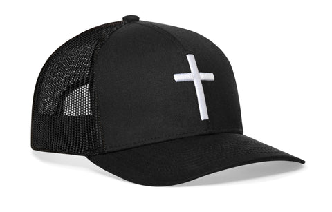 Cross Trucker Hat  |  Black bold cross Snapback