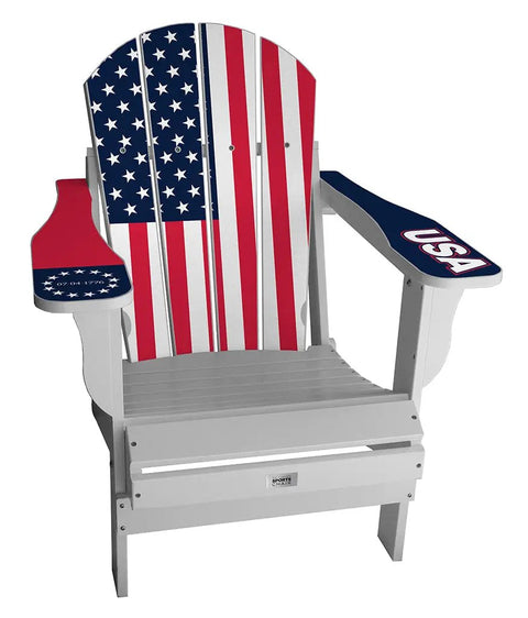 USA Flag Adirondack  Chair International Series Chairs mycustomsportschair White  