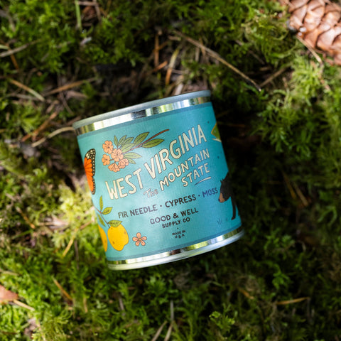 West Virginia Candle – Aromatic Green Soy Wax Candle | Woodsy Aroma, Rustic Decor