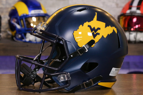 West Virginia Mountaineers Riddell Speed Replica Helmet - Country Roads Matte Navy