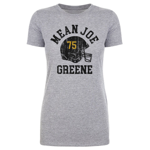 Joe Greene Pittsburgh Helmet Font Women's T-Shirt Women's T-Shirt 500 LEVEL Heather Gray S Women's T-Shirt