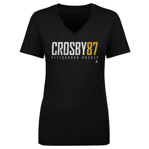 Pittsburgh Penguins Sidney Crosby Women's V-Neck T-Shirt Women's V-Neck T-Shirt 500 LEVEL Black S Women's V-Neck T-Shirt