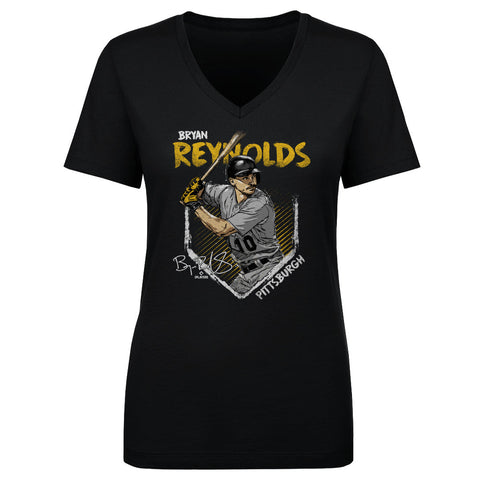 Pittsburgh Pirates Bryan Reynolds Women's V-Neck T-Shirt Women's V-Neck T-Shirt 500 LEVEL Black S Women's V-Neck T-Shirt