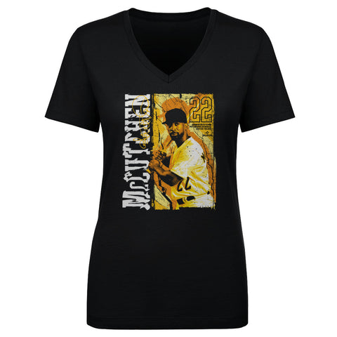 Pittsburgh Pirates Andrew McCutchen Women's V-Neck T-Shirt Women's V-Neck T-Shirt 500 LEVEL Black S Women's V-Neck T-Shirt