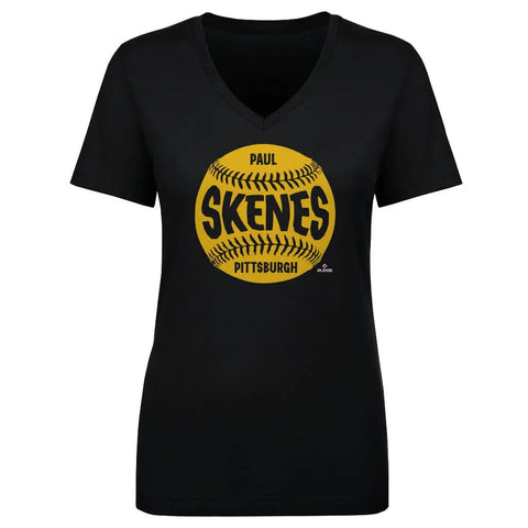 Pittsburgh Pirates Paul Skenes Women's V-Neck T-Shirt Women's V-Neck T-Shirt 500 LEVEL Black S Women's V-Neck T-Shirt