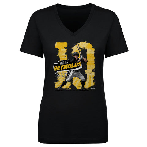 Pittsburgh Pirates Bryan Reynolds Women's V-Neck T-Shirt Women's V-Neck T-Shirt 500 LEVEL Black S Women's V-Neck T-Shirt