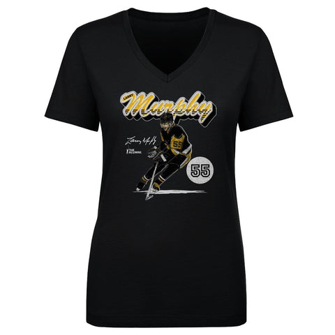 Larry Murphy Pittsburgh Retro Script  Women's V-Neck T-Shirt Women's V-Neck T-Shirt 500 LEVEL   