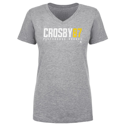 Pittsburgh Penguins Sidney Crosby Women's V-Neck T-Shirt Women's V-Neck T-Shirt 500 LEVEL Heather Gray S Women's V-Neck T-Shirt