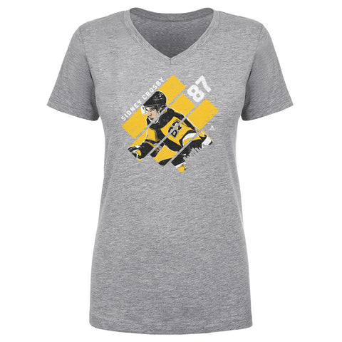 Pittsburgh Penguins Sidney Crosby Women's V-Neck T-Shirt Women's V-Neck T-Shirt 500 LEVEL Heather Gray S Women's V-Neck T-Shirt